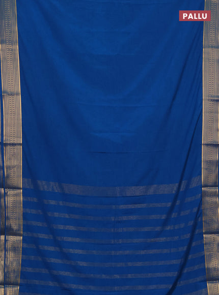 Semi mysore silk saree cs blue with plain body and zari woven border
