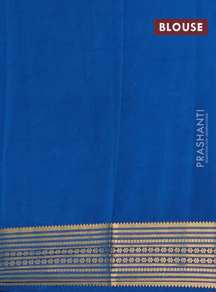 Semi mysore silk saree cs blue with plain body and zari woven border