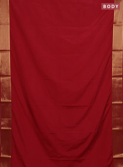 Semi mysore silk saree red shade with plain body and zari woven border