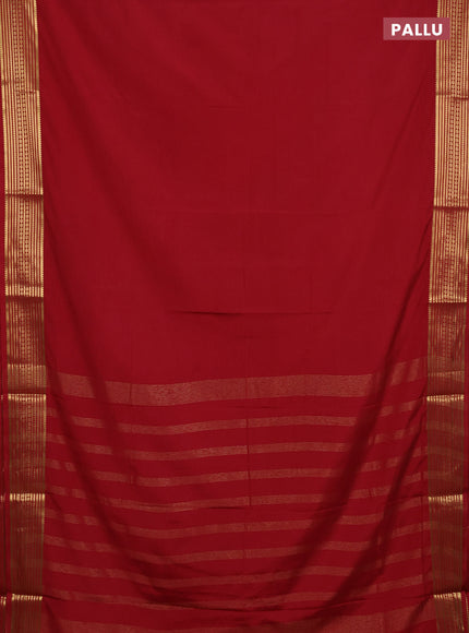 Semi mysore silk saree red shade with plain body and zari woven border