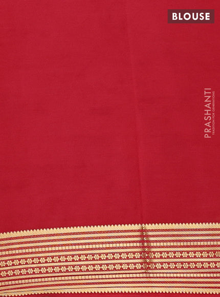 Semi mysore silk saree red shade with plain body and zari woven border