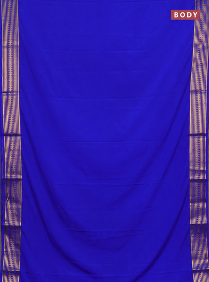 Semi mysore silk saree royal blue with plain body and zari woven border