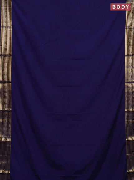 Semi mysore silk saree navy blue with plain body and zari woven border