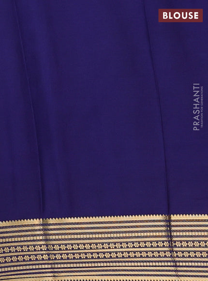 Semi mysore silk saree navy blue with plain body and zari woven border