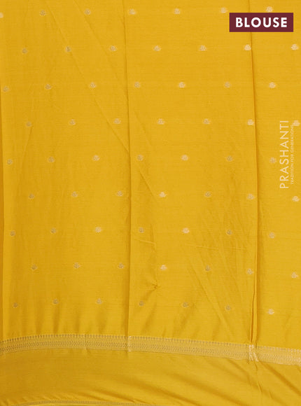 Semi mysore silk saree mustard yellow with allover zari woven buttas and rettapet zari woven border