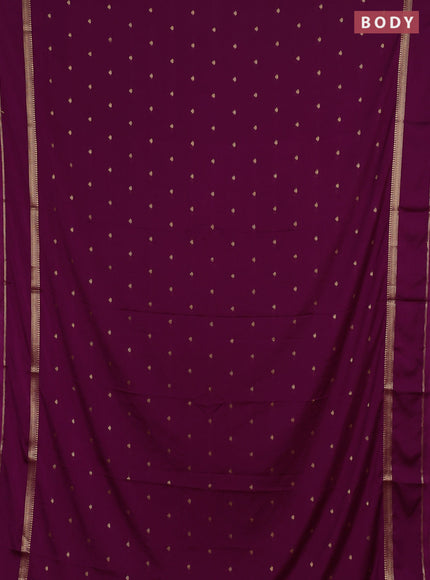 Semi mysore silk saree wine shade with allover zari woven buttas and rettapet zari woven border