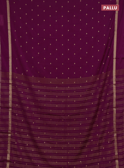 Semi mysore silk saree wine shade with allover zari woven buttas and rettapet zari woven border