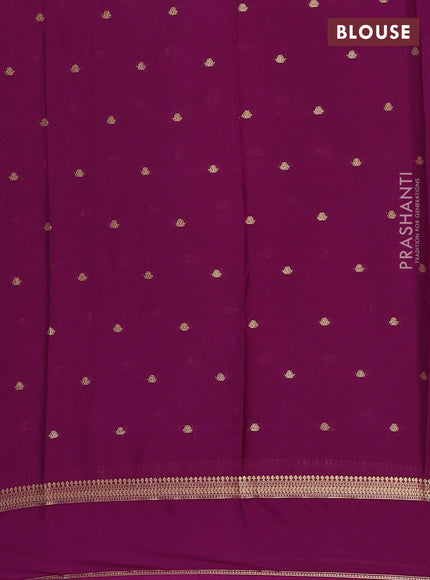 Semi mysore silk saree wine shade with allover zari woven buttas and rettapet zari woven border