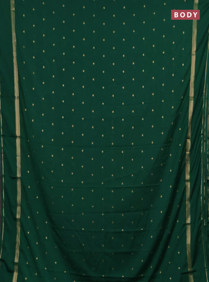 Semi mysore silk saree green with allover zari woven buttas and rettapet zari woven border