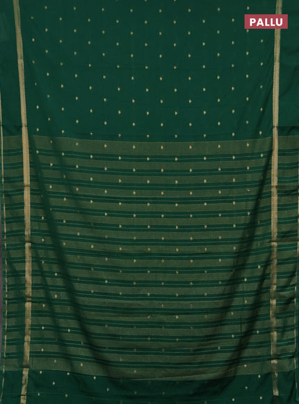 Semi mysore silk saree green with allover zari woven buttas and rettapet zari woven border