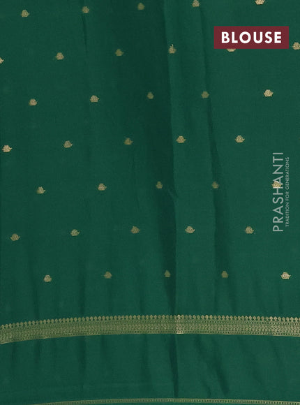 Semi mysore silk saree green with allover zari woven buttas and rettapet zari woven border