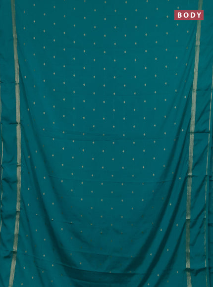 Semi mysore silk saree teal blue with allover zari woven buttas and rettapet zari woven border