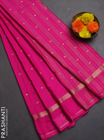 Semi mysore silk saree pink with allover zari woven buttas and rettapet zari woven border