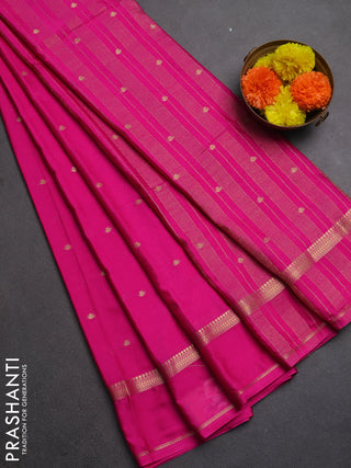 Semi mysore silk saree pink with allover zari woven buttas and rettapet zari woven border