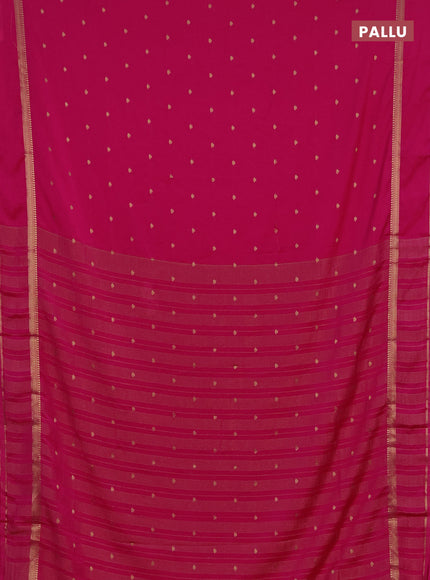 Semi mysore silk saree pink with allover zari woven buttas and rettapet zari woven border