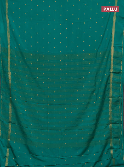 Semi mysore silk saree teal green with allover zari woven buttas and rettapet zari woven border