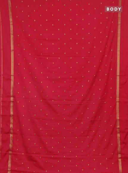 Semi mysore silk saree peach pink with allover zari woven buttas and rettapet zari woven border