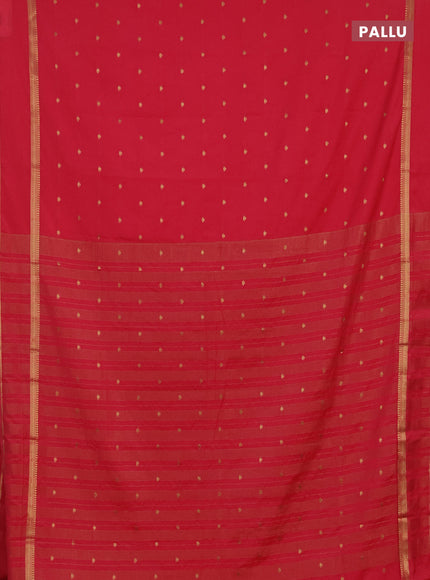Semi mysore silk saree peach pink with allover zari woven buttas and rettapet zari woven border