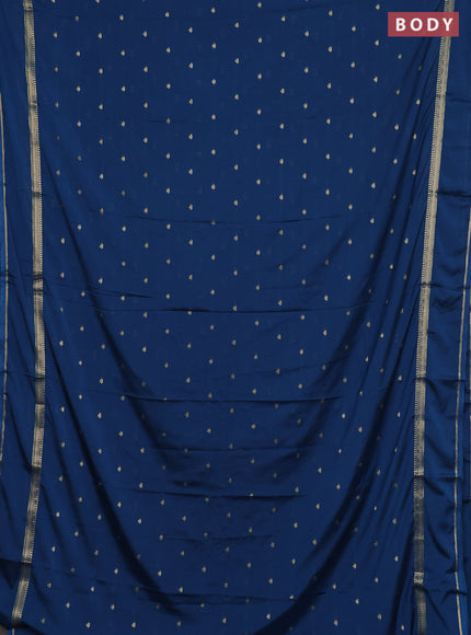 Semi mysore silk saree peacock blue with allover zari woven buttas and rettapet zari woven border