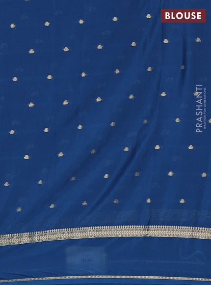 Semi mysore silk saree peacock blue with allover zari woven buttas and rettapet zari woven border