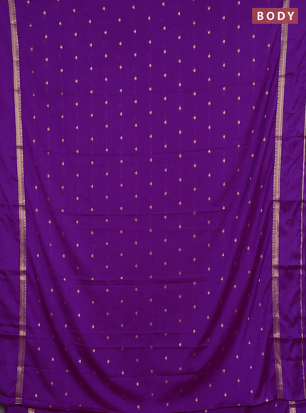 Semi mysore silk saree purple with allover zari woven buttas and rettapet zari woven border