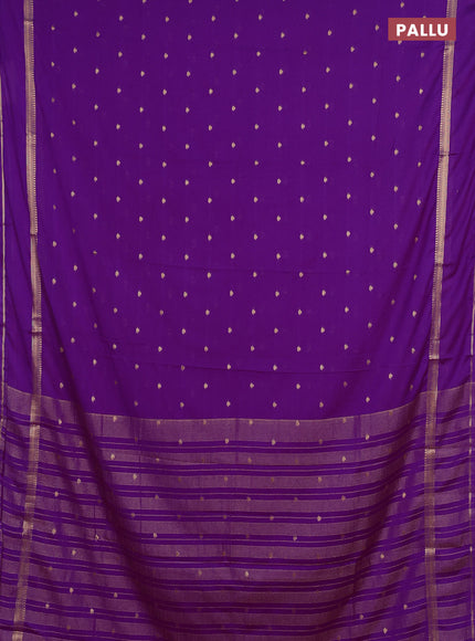 Semi mysore silk saree purple with allover zari woven buttas and rettapet zari woven border