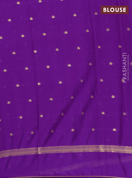 Semi mysore silk saree purple with allover zari woven buttas and rettapet zari woven border