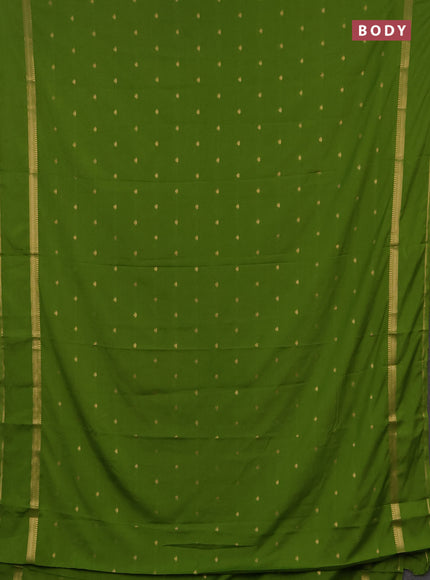 Semi mysore silk saree light green with allover zari woven buttas and rettapet zari woven border