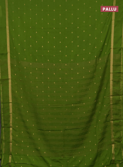 Semi mysore silk saree light green with allover zari woven buttas and rettapet zari woven border