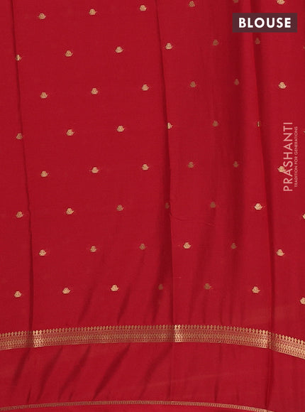 Semi mysore silk saree red with allover zari woven buttas and rettapet zari woven border