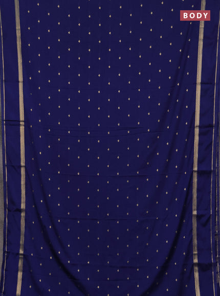 Semi mysore silk saree navy blue with allover zari woven buttas and rettapet zari woven border
