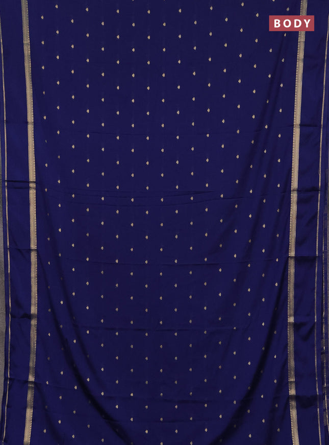 Semi mysore silk saree navy blue with allover zari woven buttas and rettapet zari woven border