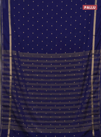 Semi mysore silk saree navy blue with allover zari woven buttas and rettapet zari woven border