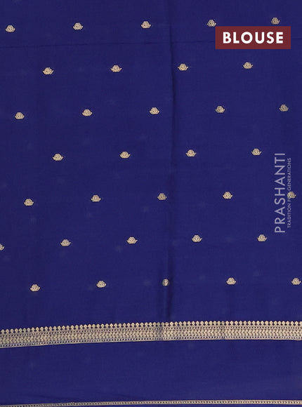 Semi mysore silk saree navy blue with allover zari woven buttas and rettapet zari woven border