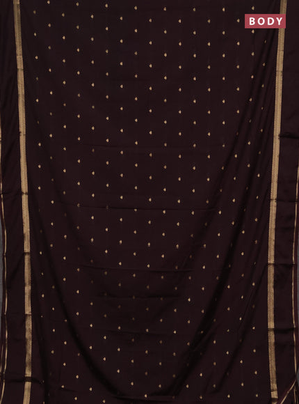 Semi mysore silk saree coffee brown with allover zari woven buttas and rettapet zari woven border