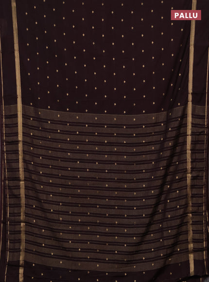Semi mysore silk saree coffee brown with allover zari woven buttas and rettapet zari woven border