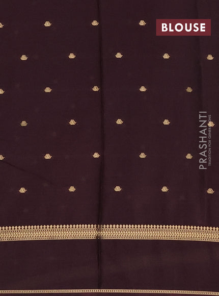 Semi mysore silk saree coffee brown with allover zari woven buttas and rettapet zari woven border