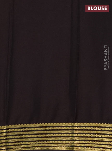 Semi mysore silk saree red and black with plain body and zari woven border