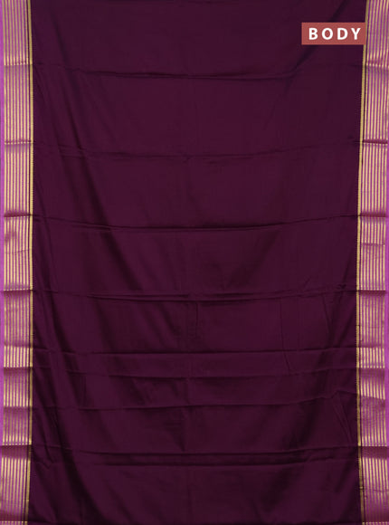 Semi mysore silk saree deep purple and purple with plain body and zari woven border