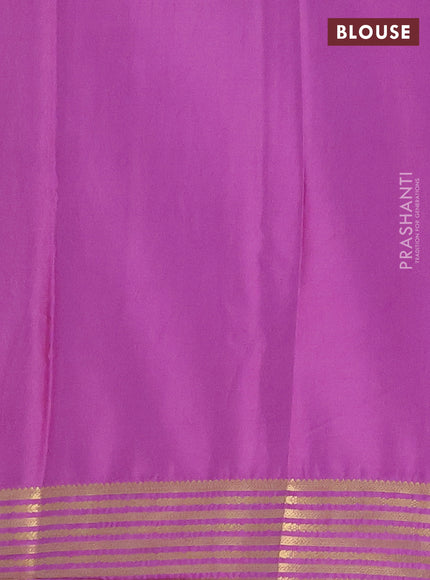 Semi mysore silk saree deep purple and purple with plain body and zari woven border