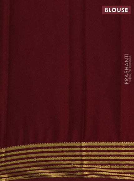 Semi mysore silk saree orange and maroon with plain body and zari woven border