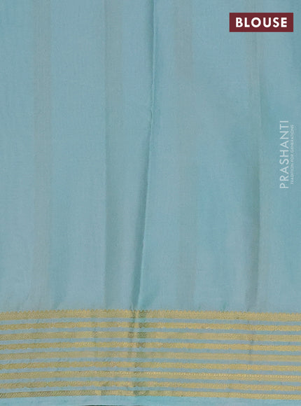 Semi mysore silk saree dark green and teal blue with plain body and zari woven border