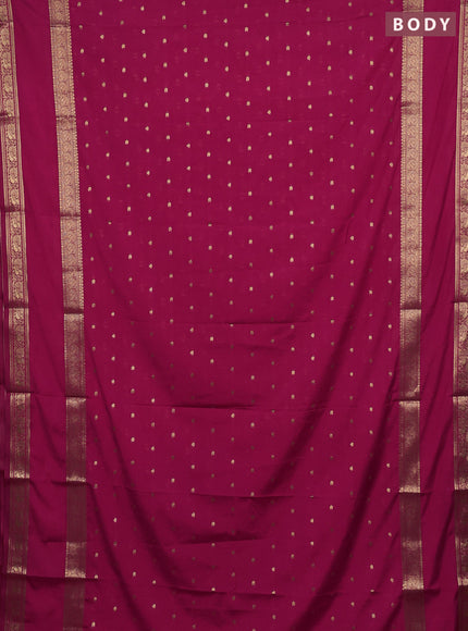 Semi mysore silk saree pink with allover zari woven buttas and rettapet zari woven border