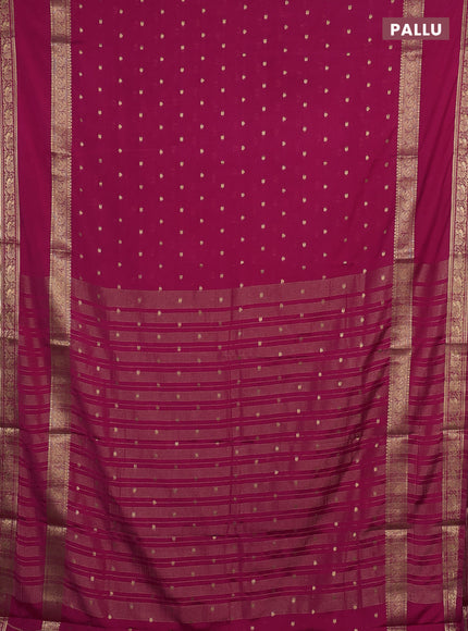 Semi mysore silk saree pink with allover zari woven buttas and rettapet zari woven border