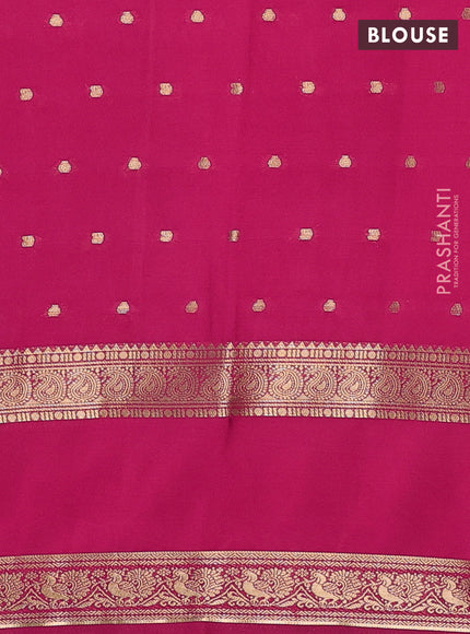Semi mysore silk saree pink with allover zari woven buttas and rettapet zari woven border