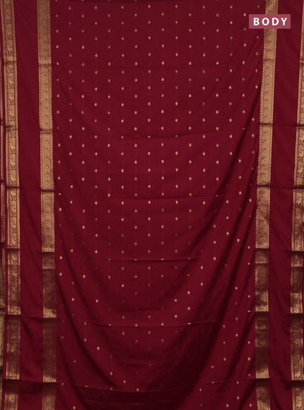 Semi mysore silk saree kumkum red with allover zari woven buttas and rettapet zari woven border