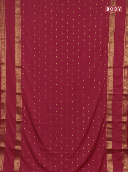 Semi mysore silk saree mauve pink with allover zari woven buttas and rettapet zari woven border