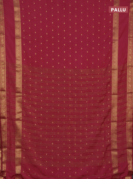 Semi mysore silk saree mauve pink with allover zari woven buttas and rettapet zari woven border