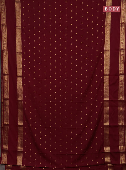 Semi mysore silk saree deep maroon with allover zari woven buttas and rettapet zari woven border