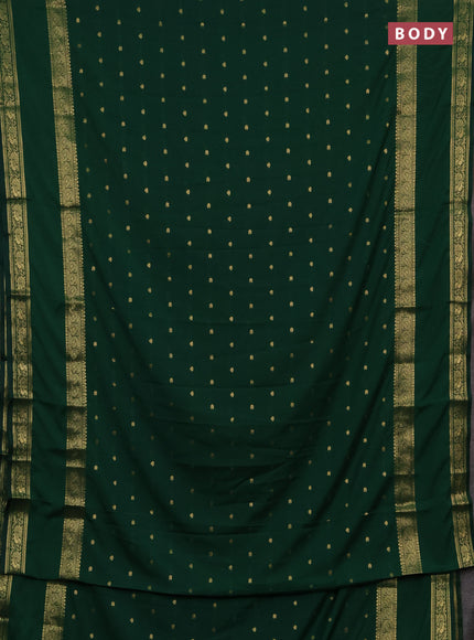 Semi mysore silk saree green with allover zari woven buttas and rettapet zari woven border